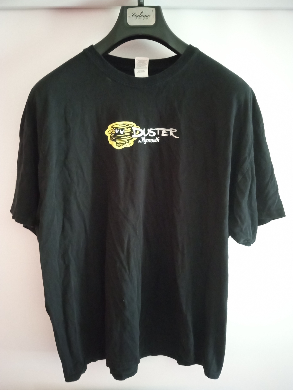 Gildan Black Short Sleeve Tee with Yellow Duster Graphic